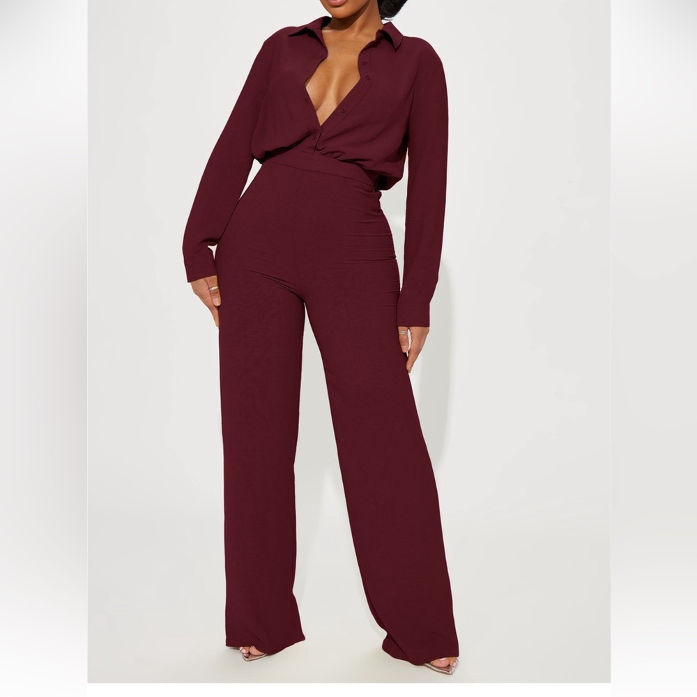 Elegant Burgundy Women's Jumpsuit